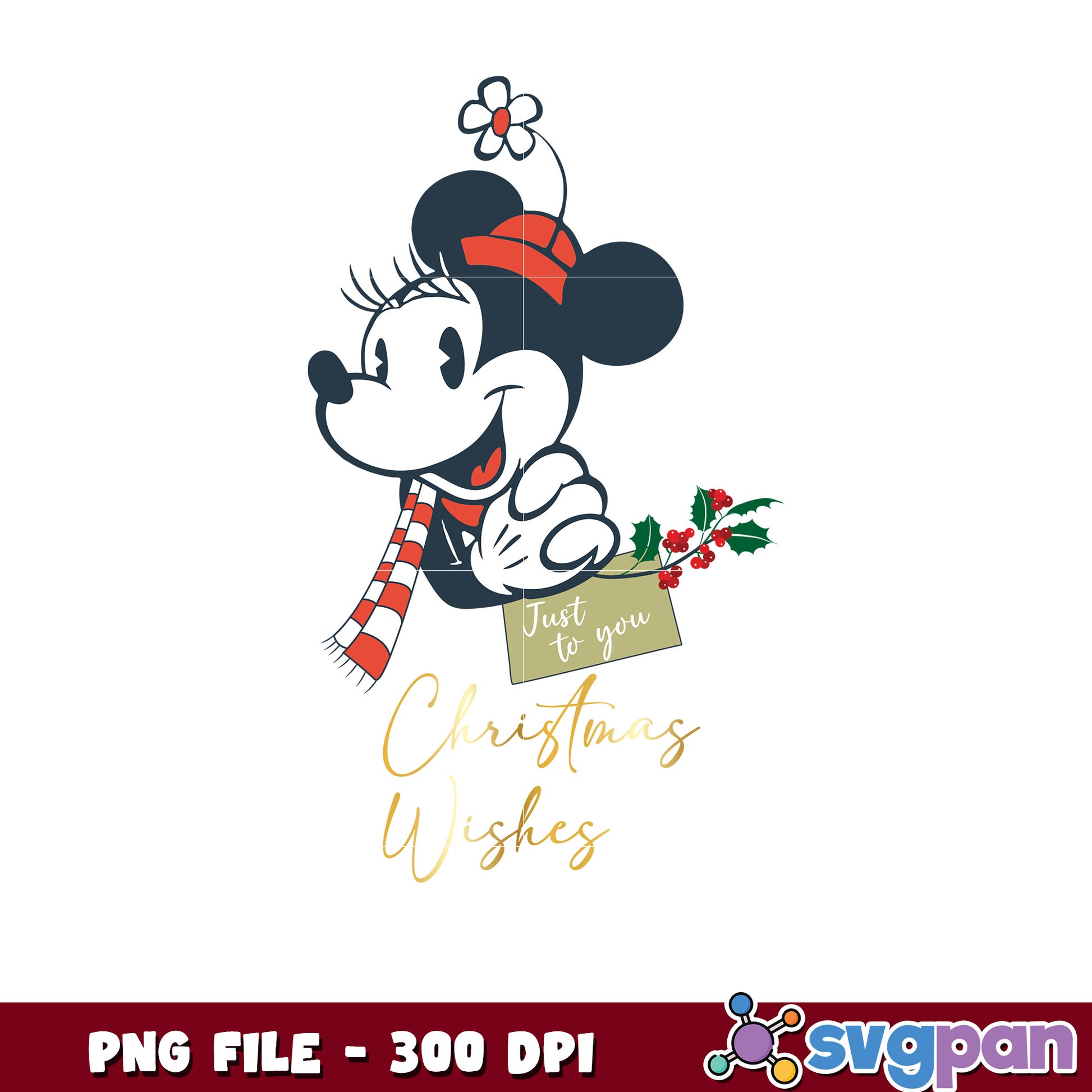 Minnie Mouse Christmas Wishes Just to You png, chistmas clipart png, cartoon png