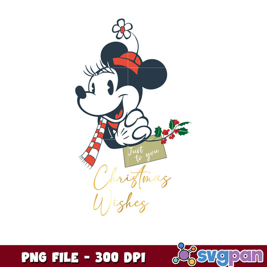 Minnie Mouse Christmas Wishes Just to You png, chistmas clipart png, cartoon png