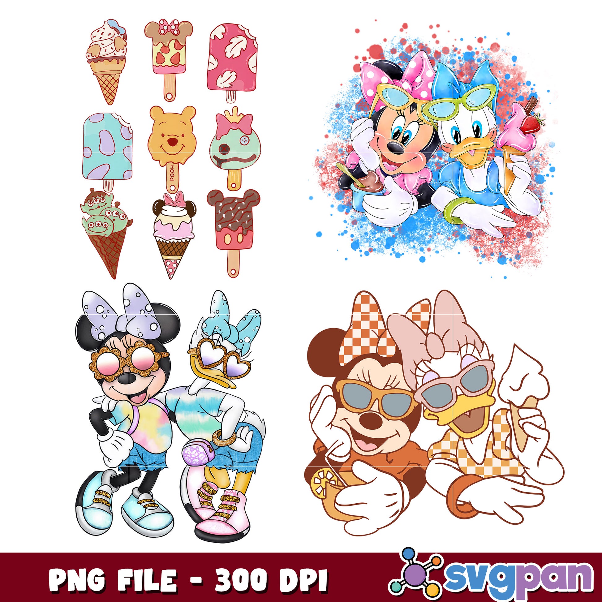Minnie Mouse Daisy Duck Ice Cream PNG Bundle