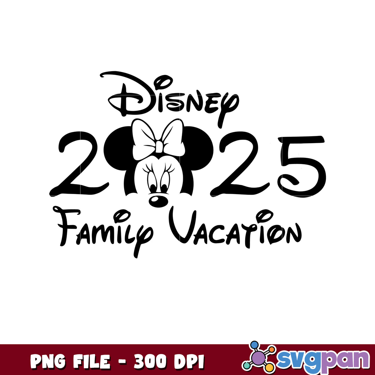 Minnie Mouse Disney Family Vacation 2025 PNG