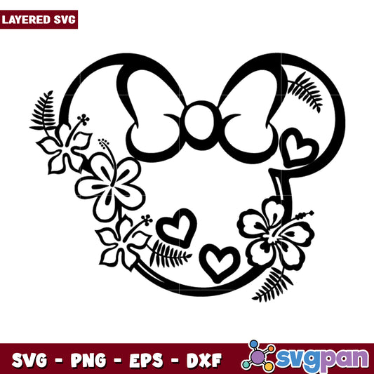 Minnie Mouse Floral Bow SVG Cut File