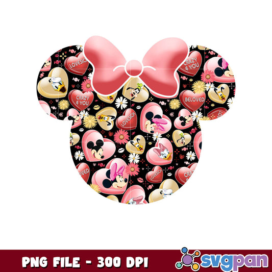 Minnie Mouse Heart Pattern PNG File, Perfect for Crafting