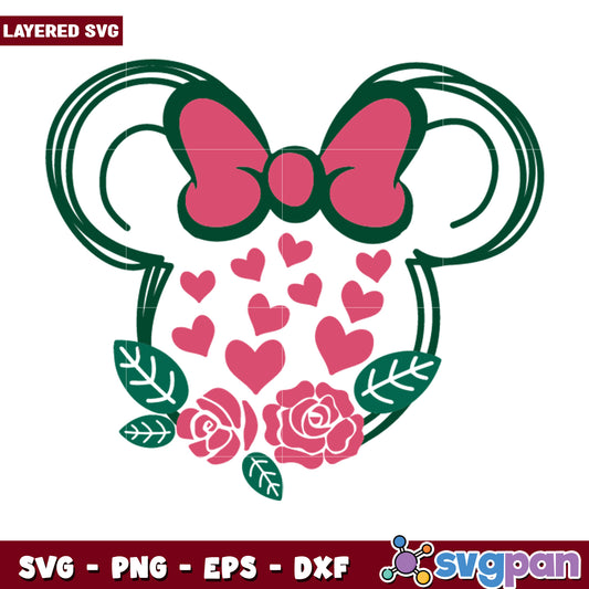 Minnie Mouse Hearts Roses SVG Cut File