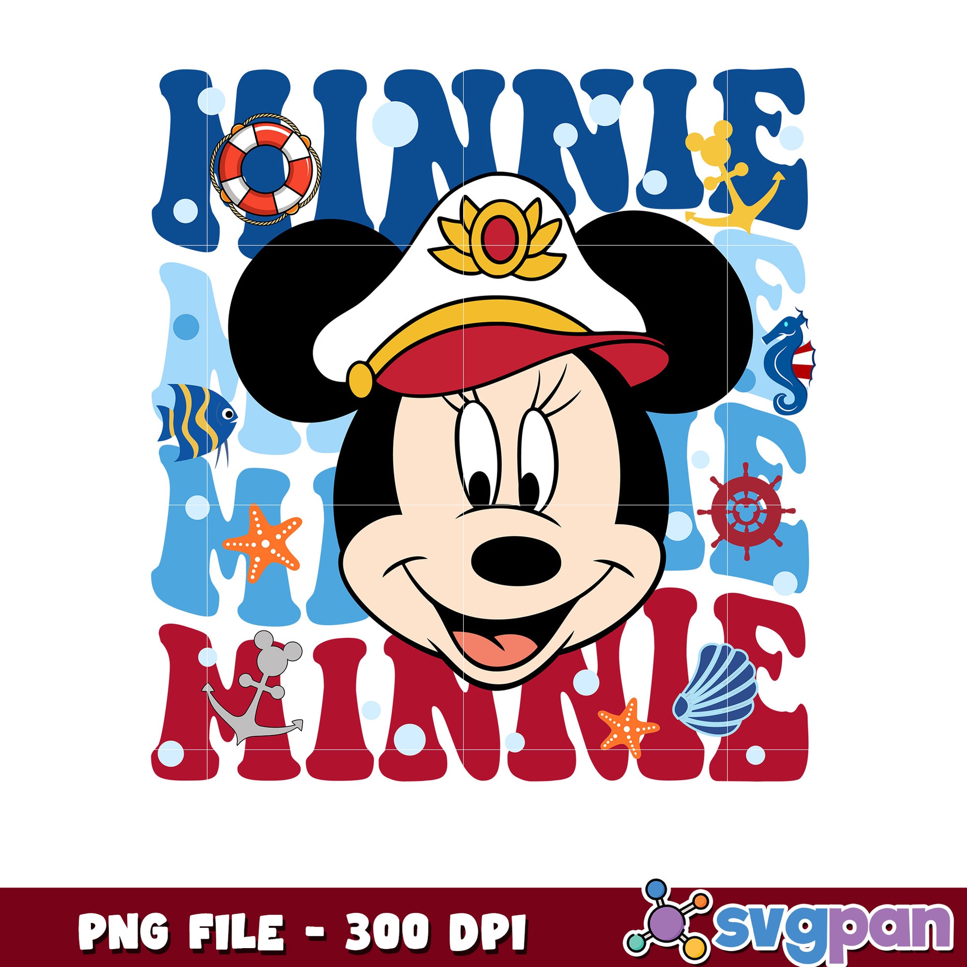 Minnie Mouse Nautical PNG Design
