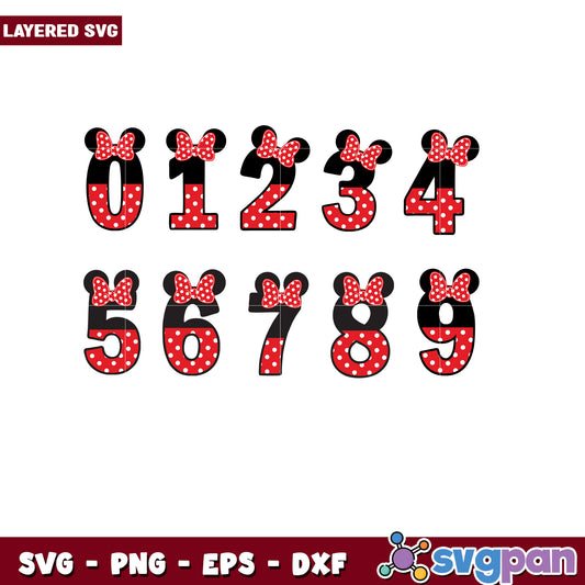 Minnie Mouse Numbers SVG Bundle