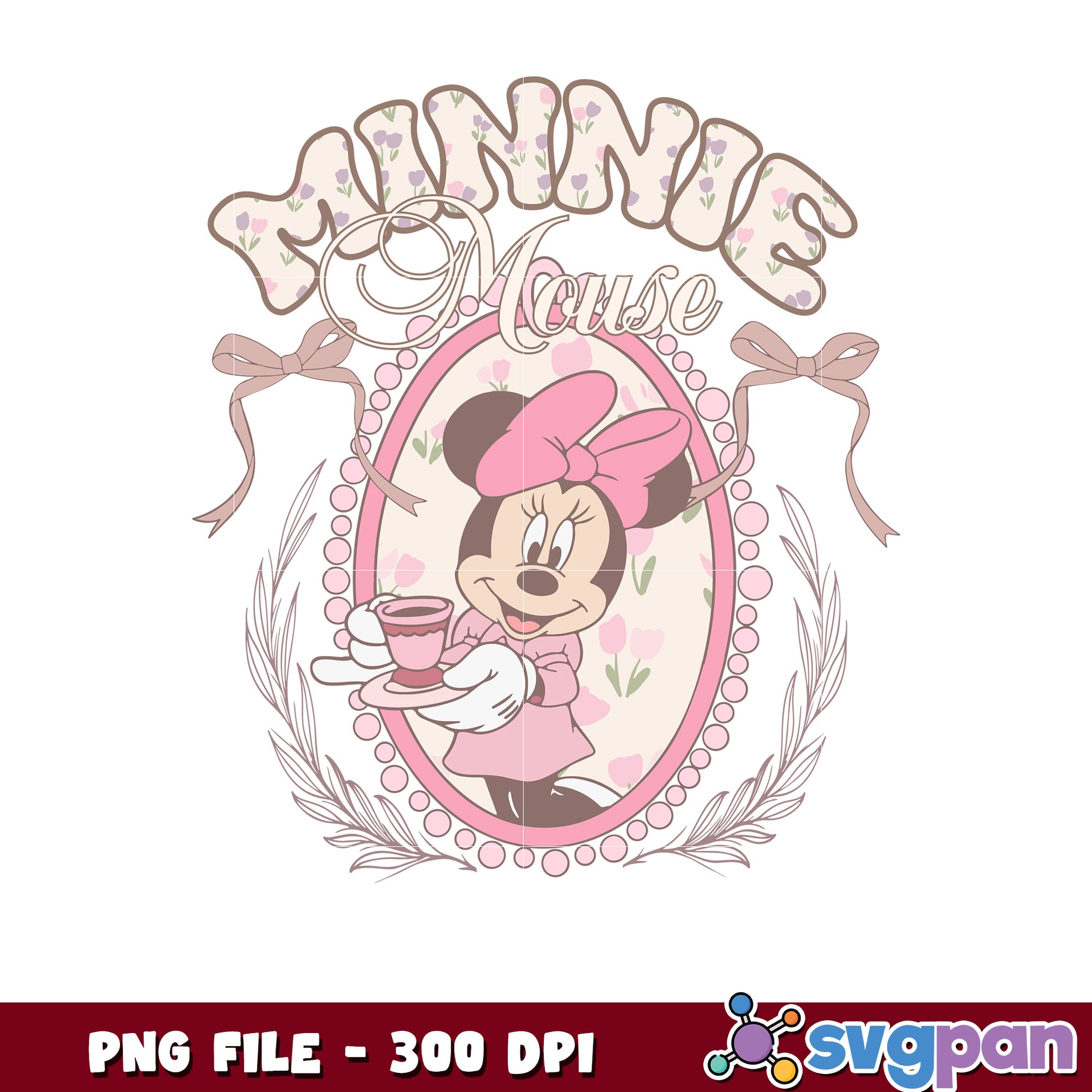 Minnie Mouse PNG 300 DPI Floral Design