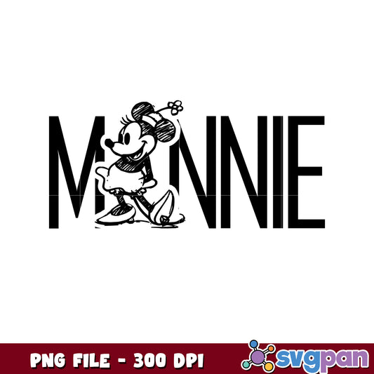 Minnie Mouse PNG Sketch Style Design