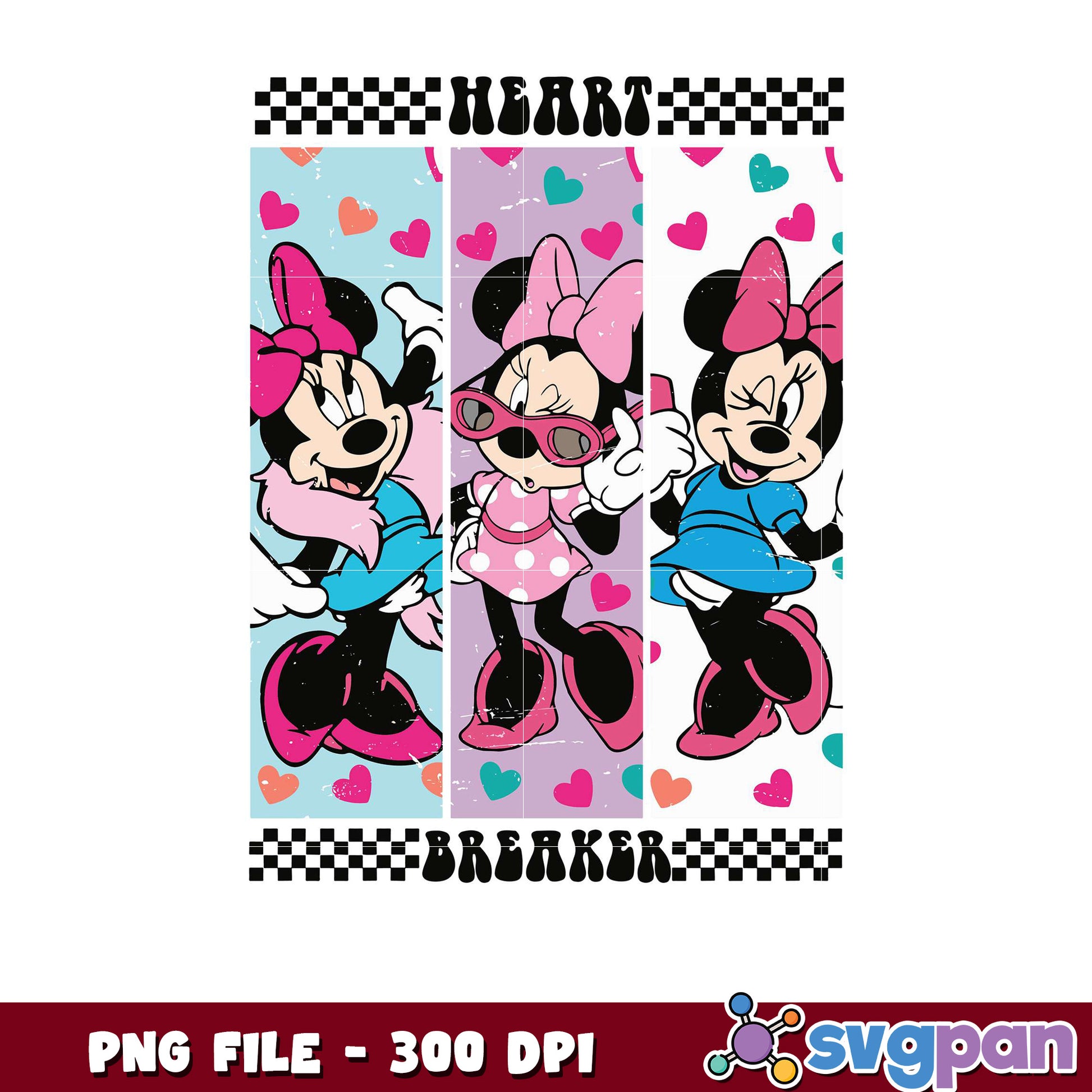 Minnie Mouse PNG design for heart lovers, perfect for crafts