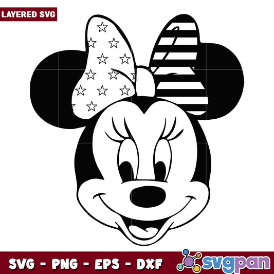 Minnie Mouse Patriotic Bow SVG Cut File