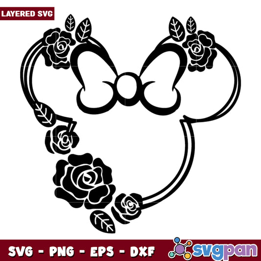 Minnie Mouse Rose Bow SVG Cut File