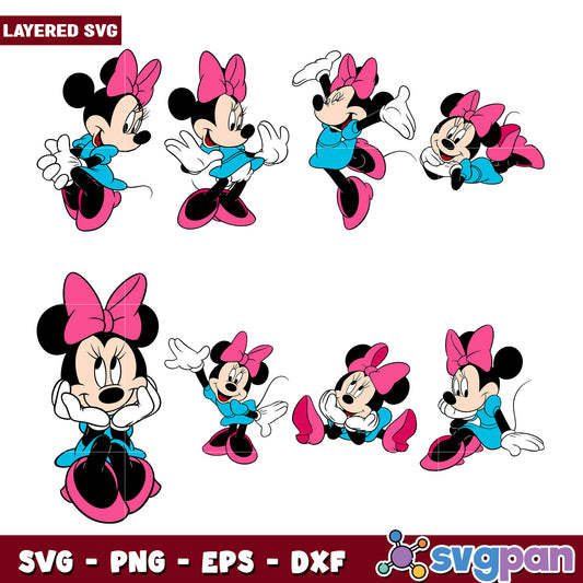 Minnie Mouse SVG Bundle 8 Poses