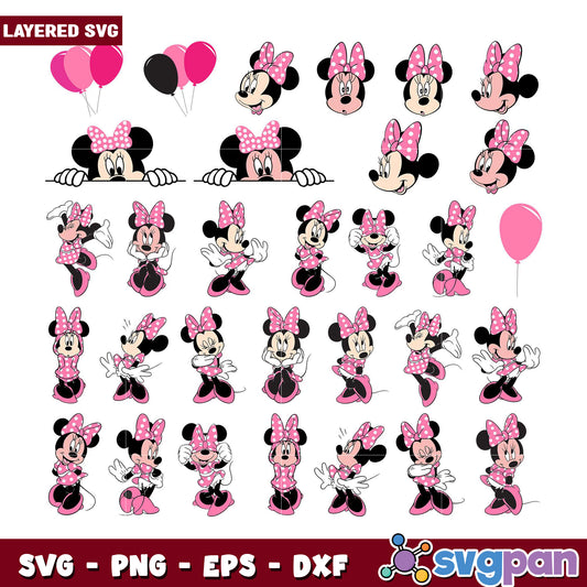 Minnie Mouse SVG Bundle Pink Dots