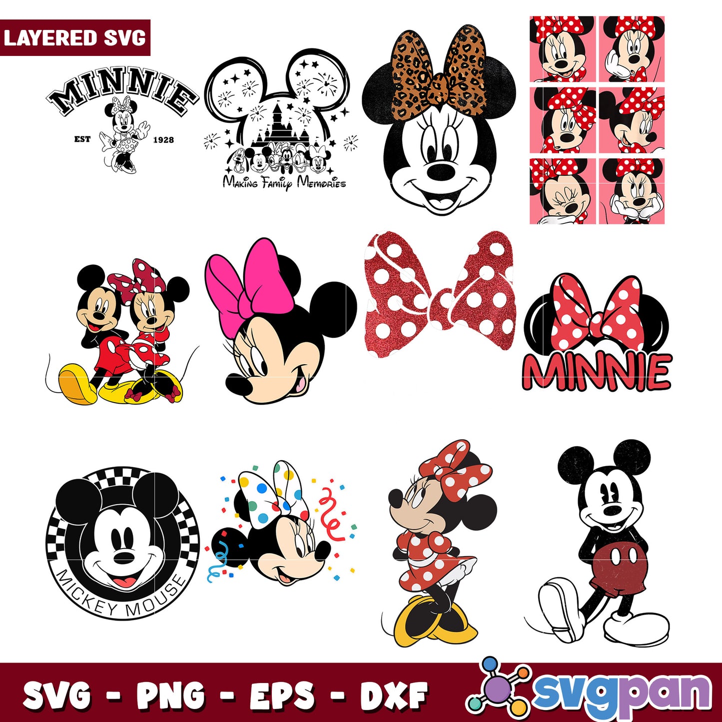 Minnie Mouse SVG Bundle for Crafting Projects