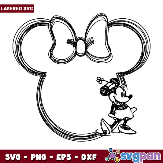 Minnie Mouse SVG Cut File Bow Ears Design