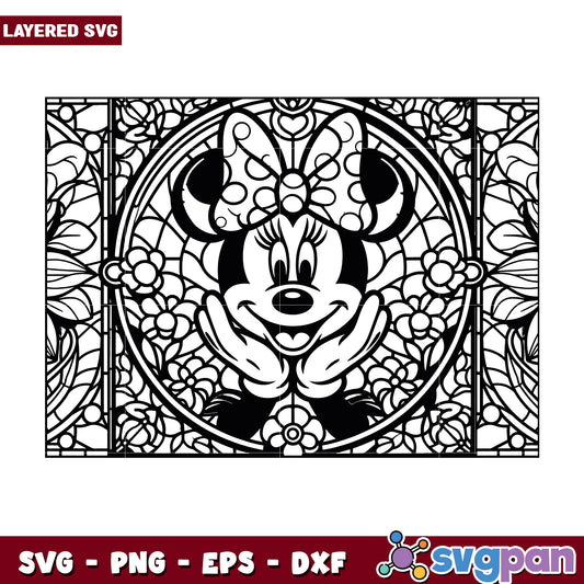 Minnie Mouse Stained Glass SVG Coloring Page