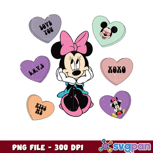 Minnie Mouse Valentine Hearts PNG Design, perfect for crafts