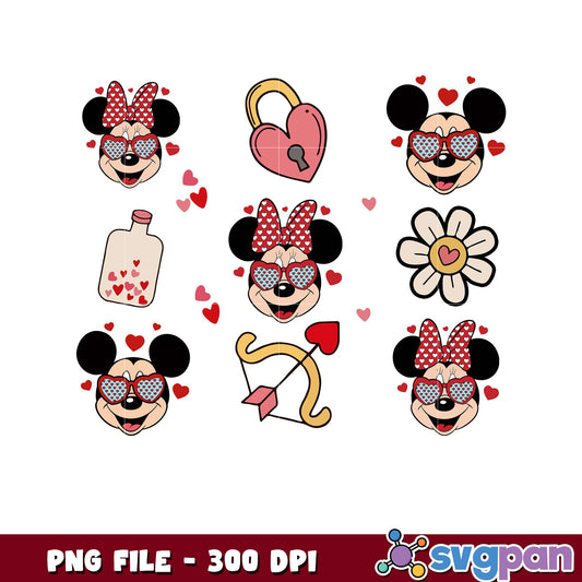 Minnie Mouse Valentine PNGs for Crafting Projects, Cute designs for fun celebrations