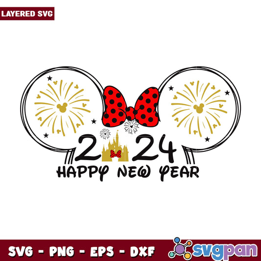 Minnie 2024 happy new year svg, Disney characters svg, Digital Download