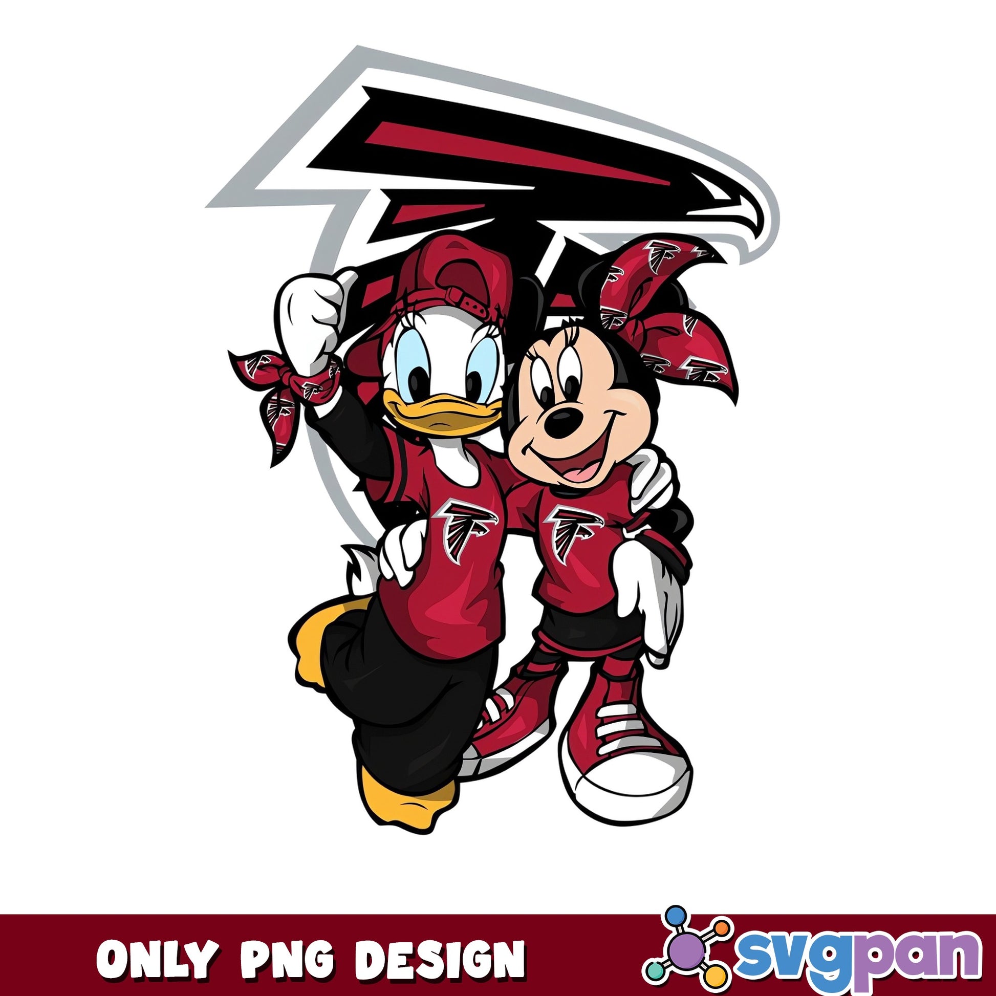 Minnie And Daisy Atlanta Falcons PNG, Disney NFL PNG, Falcons PNG