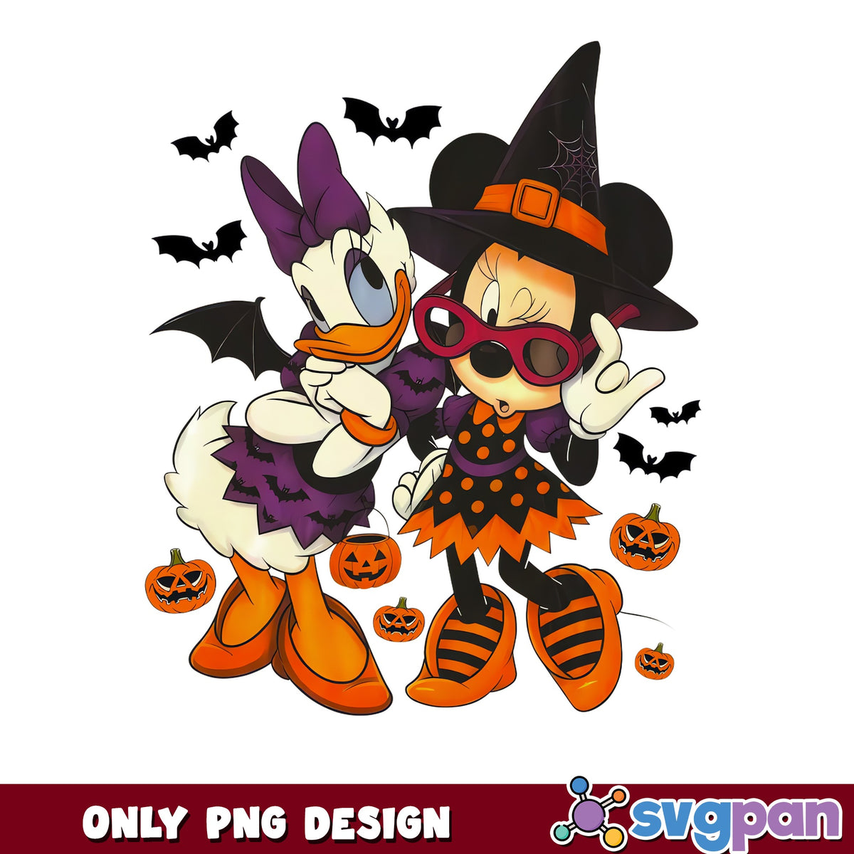 Minnie Daisy Duck Halloween PNG, Disney Halloween PNG, Witch PNG