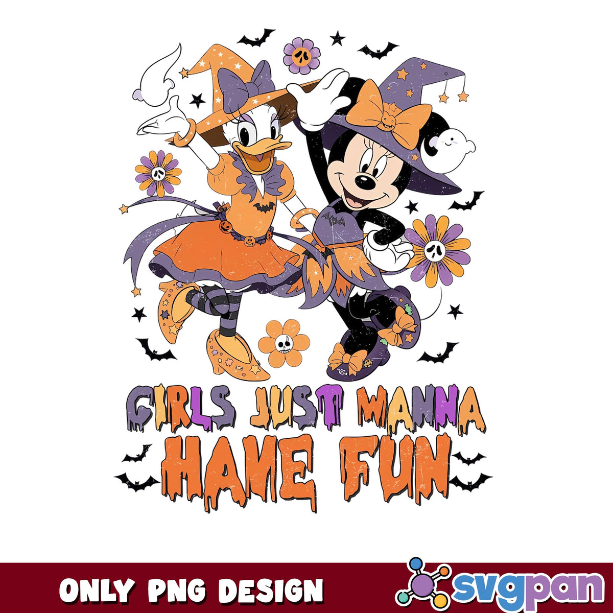 Minnie Daisy Duck Halloween PNG, Girls Just Wanna Have Fun, Disney PNG