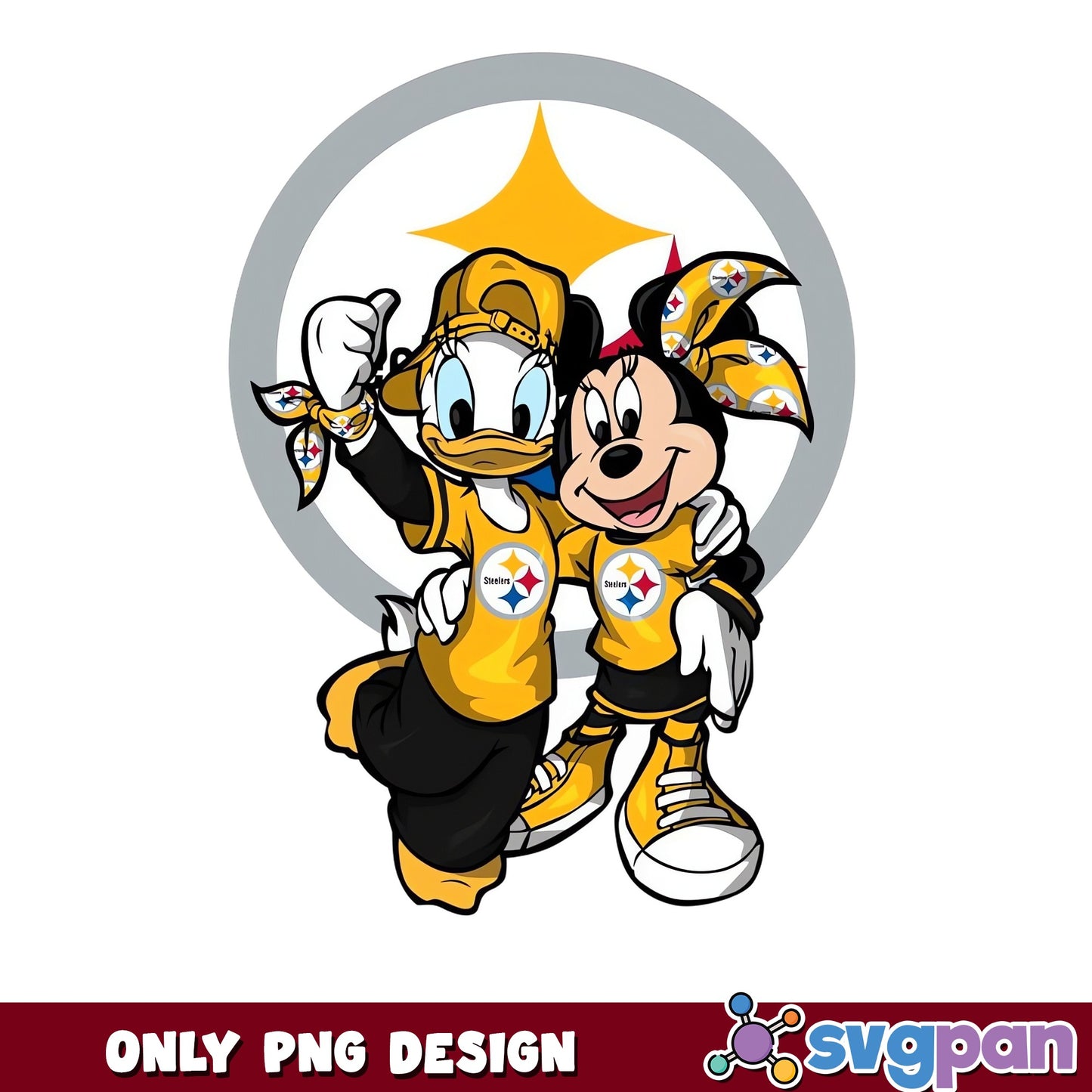 Minnie Daisy Pittsburgh Steelers PNG, NFL Disney PNG, Football PNG