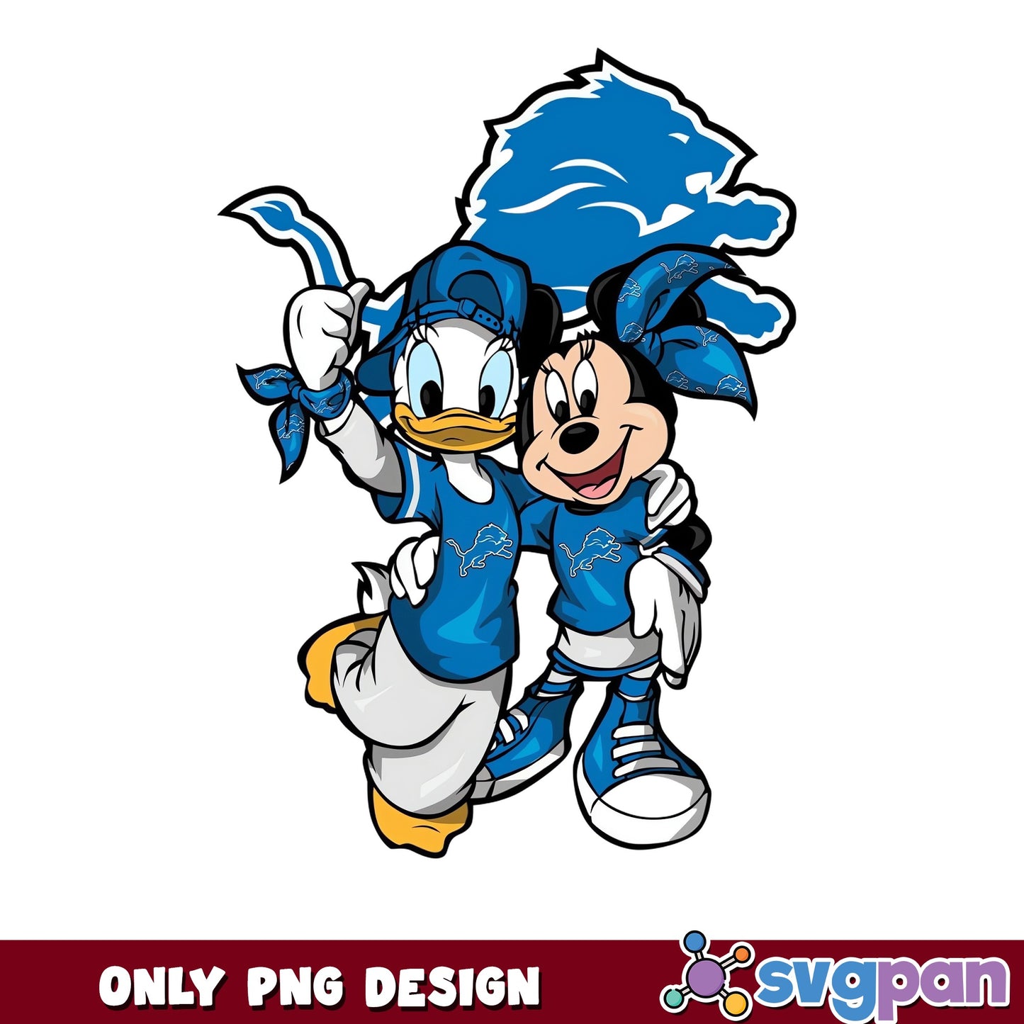 Minnie Donald Detroit Lions PNG, Disney NFL PNG, Lions Football PNG