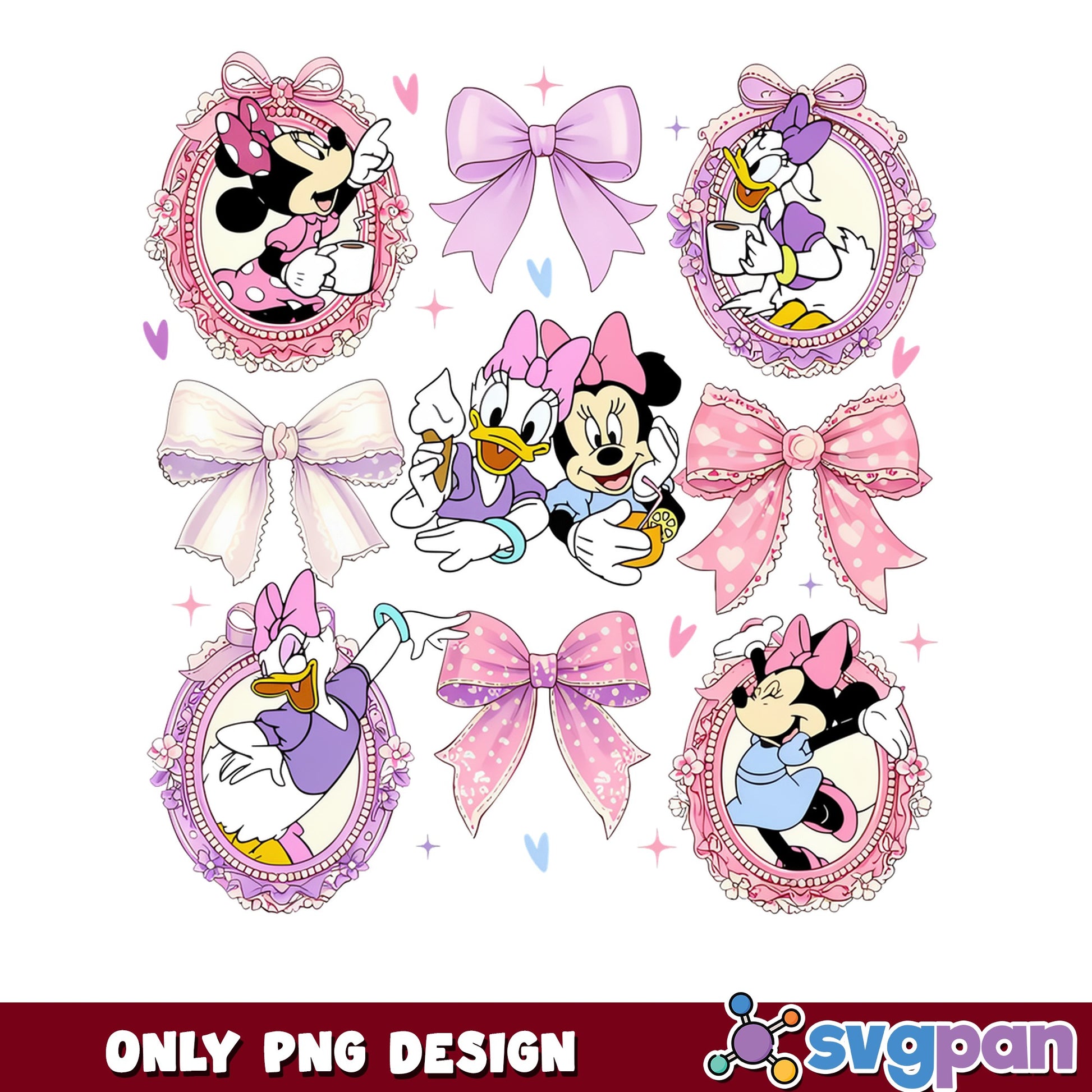 Minnie Mouse And Daisy Duck Coquette PNG, Disney Girls PNG, Bow PNG