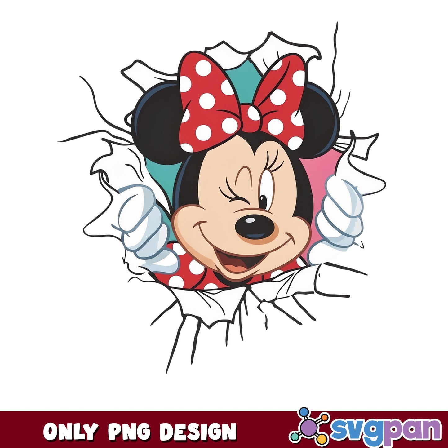 Minnie Mouse Breaking Through Wall PNG, Disney PNG, Cute Minnie PNG