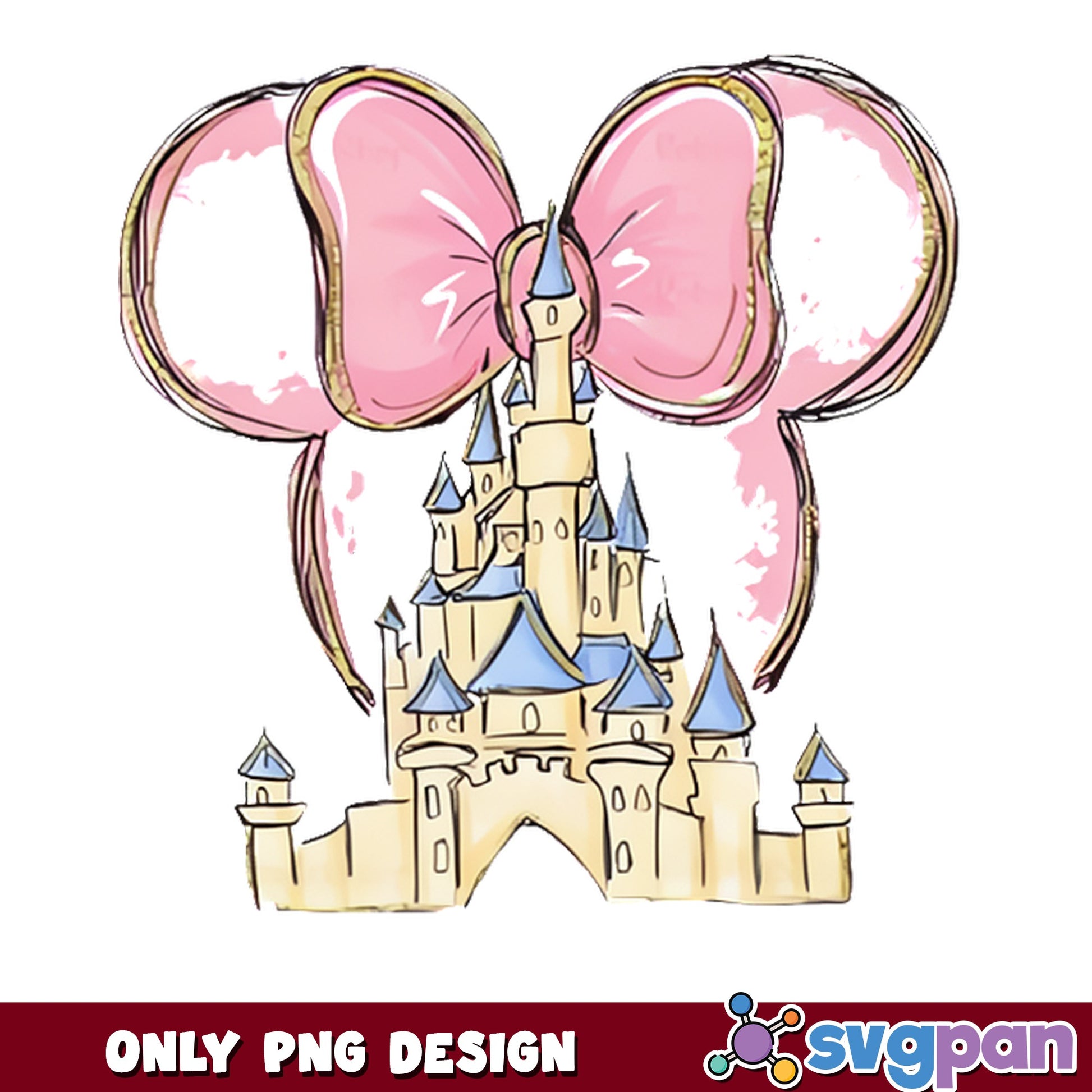 Minnie Mouse Castle PNG, Disney Magic Kingdom PNG, Pink Bow PNG