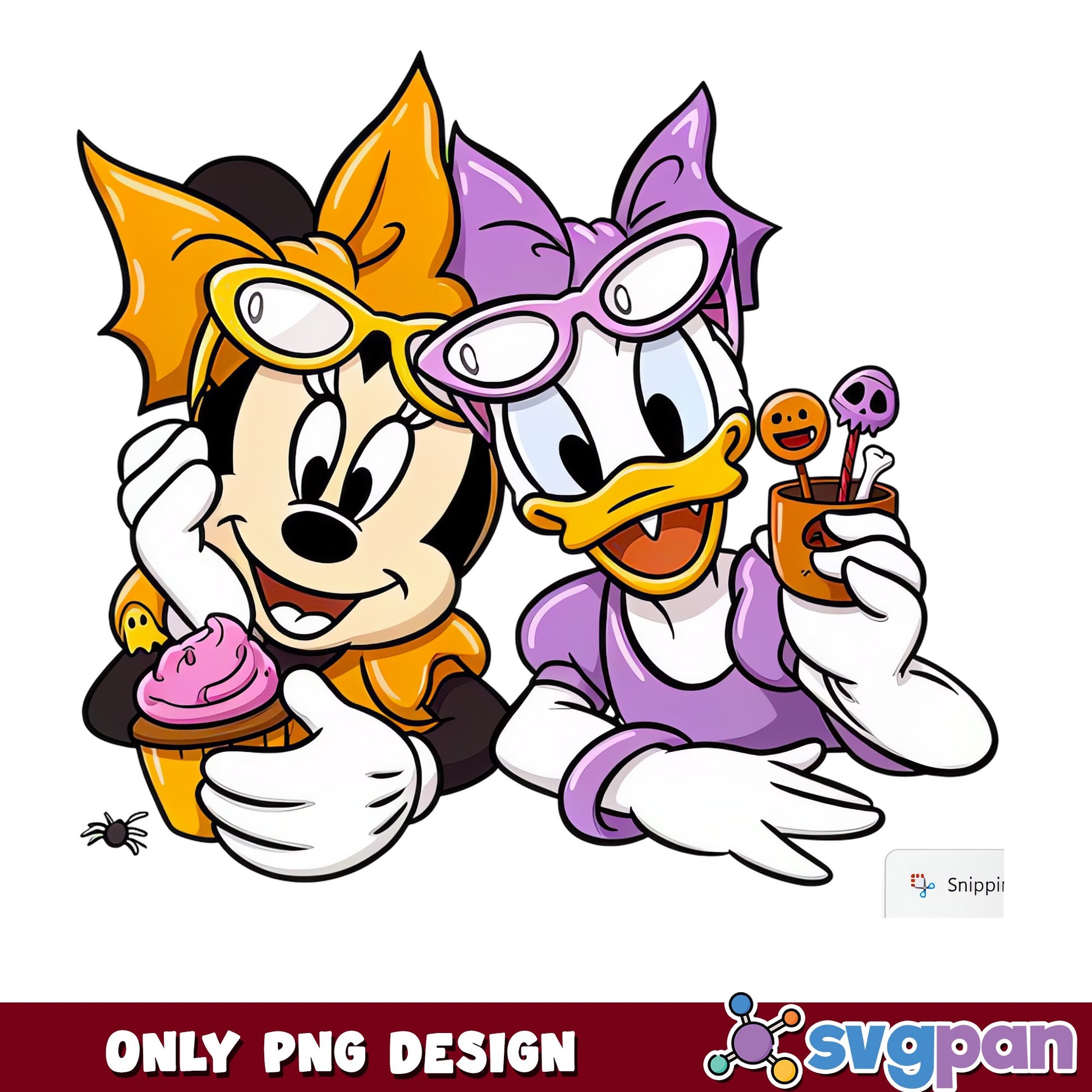 Minnie Mouse Daisy Duck Halloween Glasses Cupcake PNG, Disney, PNG