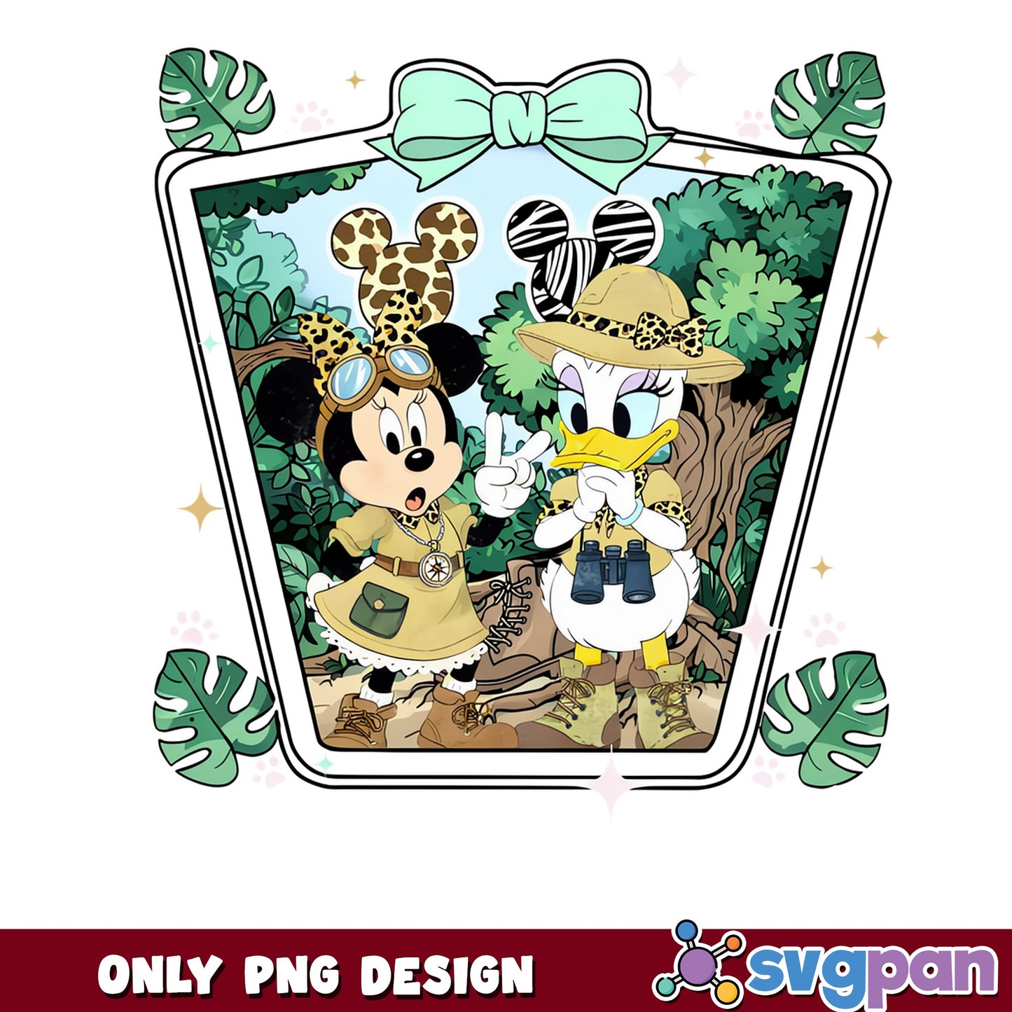 Minnie Mouse Daisy Duck Safari PNG, Disney Jungle PNG, Animal Kingdom PNG