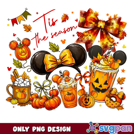 Minnie Mouse Fall Pumpkin Spice PNG, Tis The Season Autumn, Disney PNG