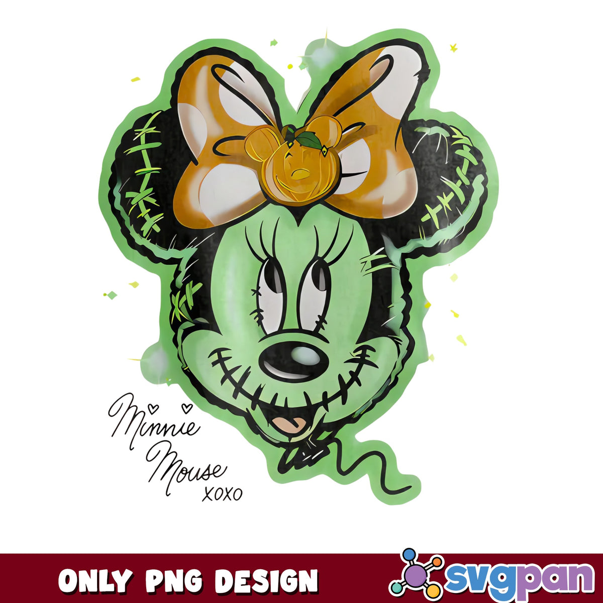 Minnie Mouse Frankenstein Zombie Halloween PNG, Disney Spooky, Horror