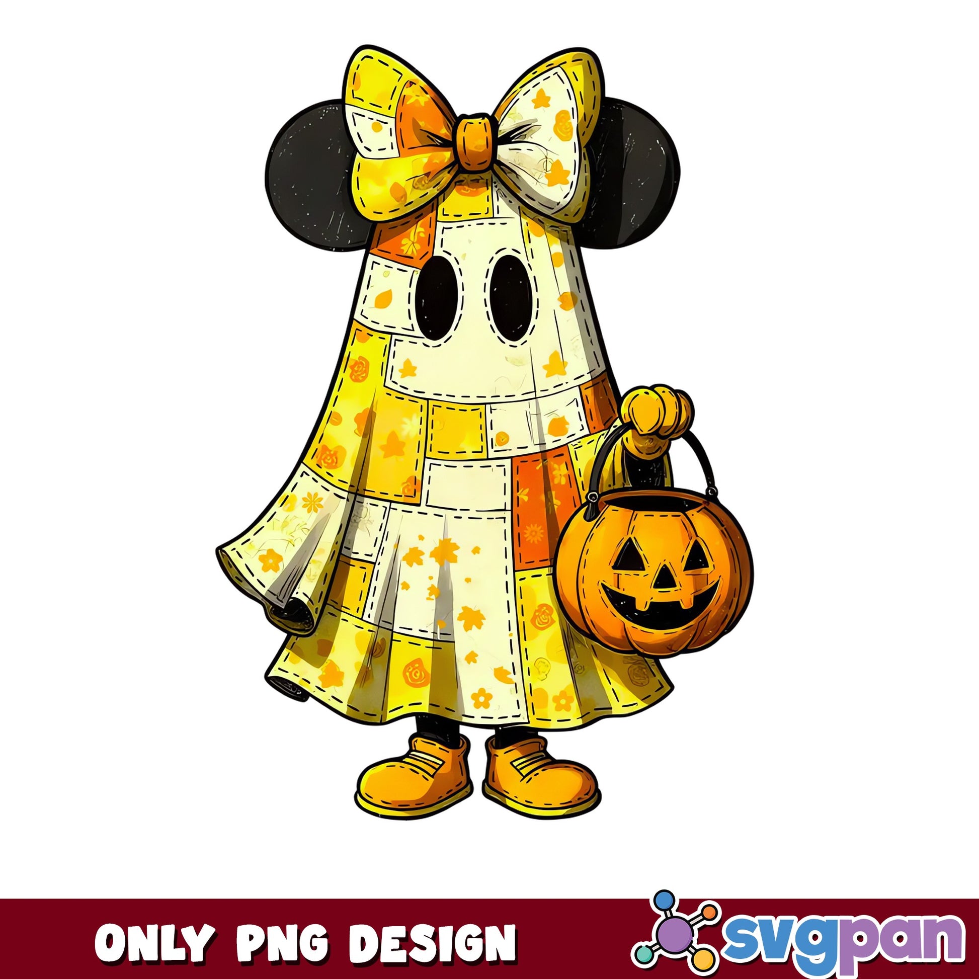 Minnie Mouse Ghost Halloween Candy Corn PNG, Disney Spooky, Horror PNG