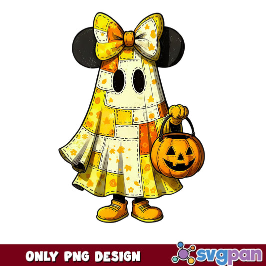 Minnie Mouse Ghost Halloween Candy Corn PNG, Disney Spooky, Horror PNG