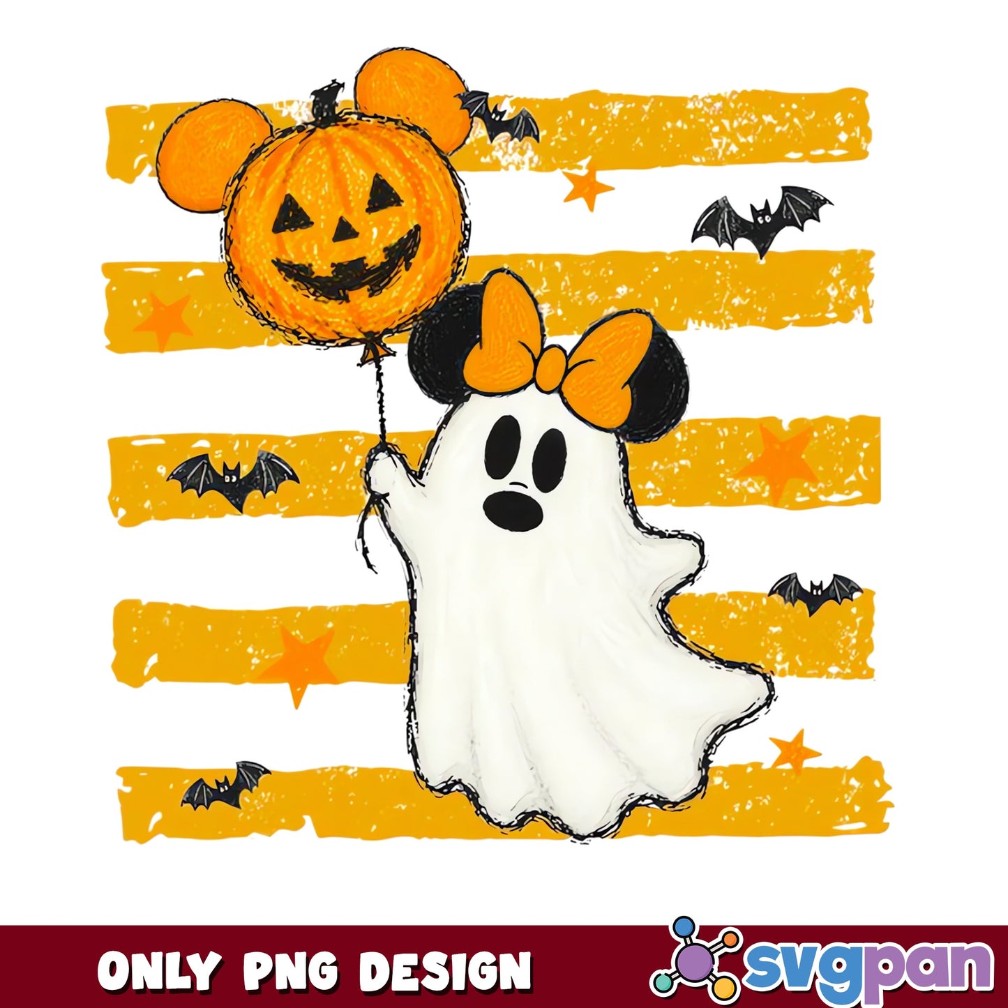 Minnie Mouse Ghost Halloween Pumpkin Balloon Bats PNG, Disney, PNG