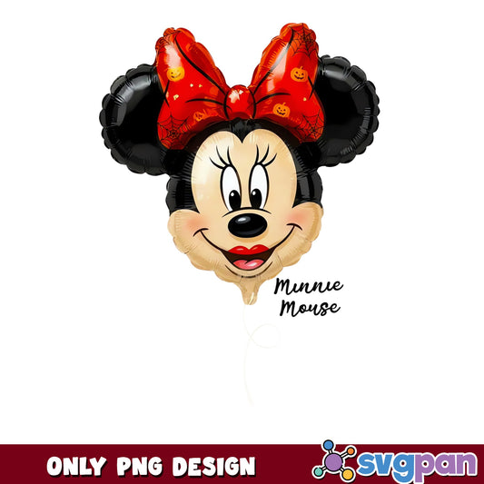 Minnie Mouse Halloween Balloon PNG, Pumpkin Spider Web Bow, Disney PNG