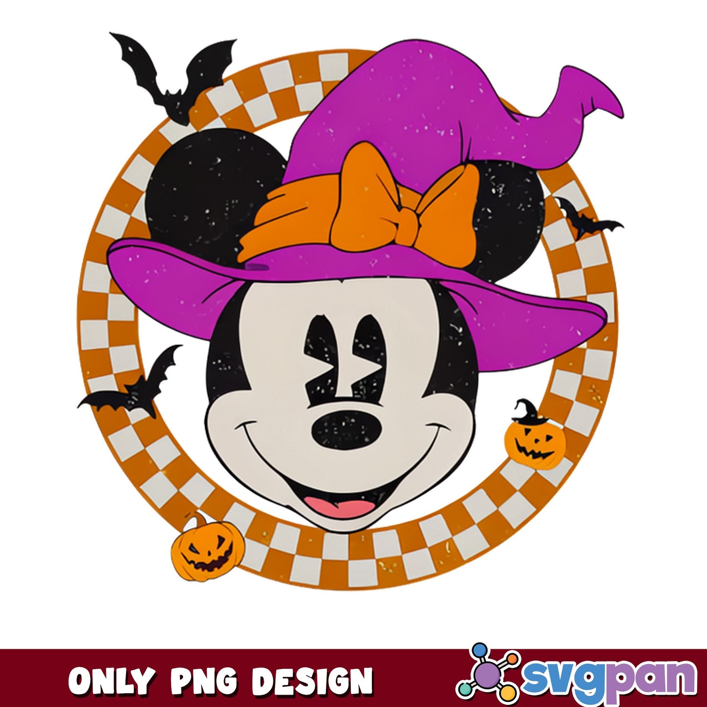 Minnie Mouse Halloween Witch PNG, Disney Halloween PNG, Pumpkin PNG