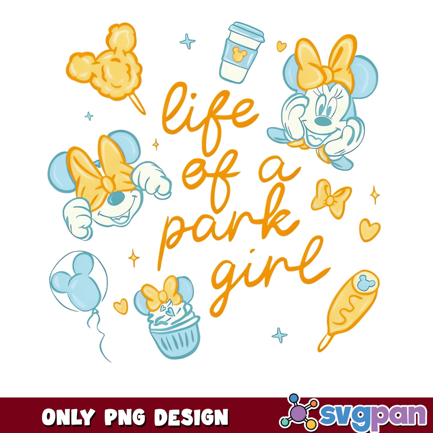 Minnie Mouse Life Of A Park Girl PNG, Disney Park PNG, Mickey PNG