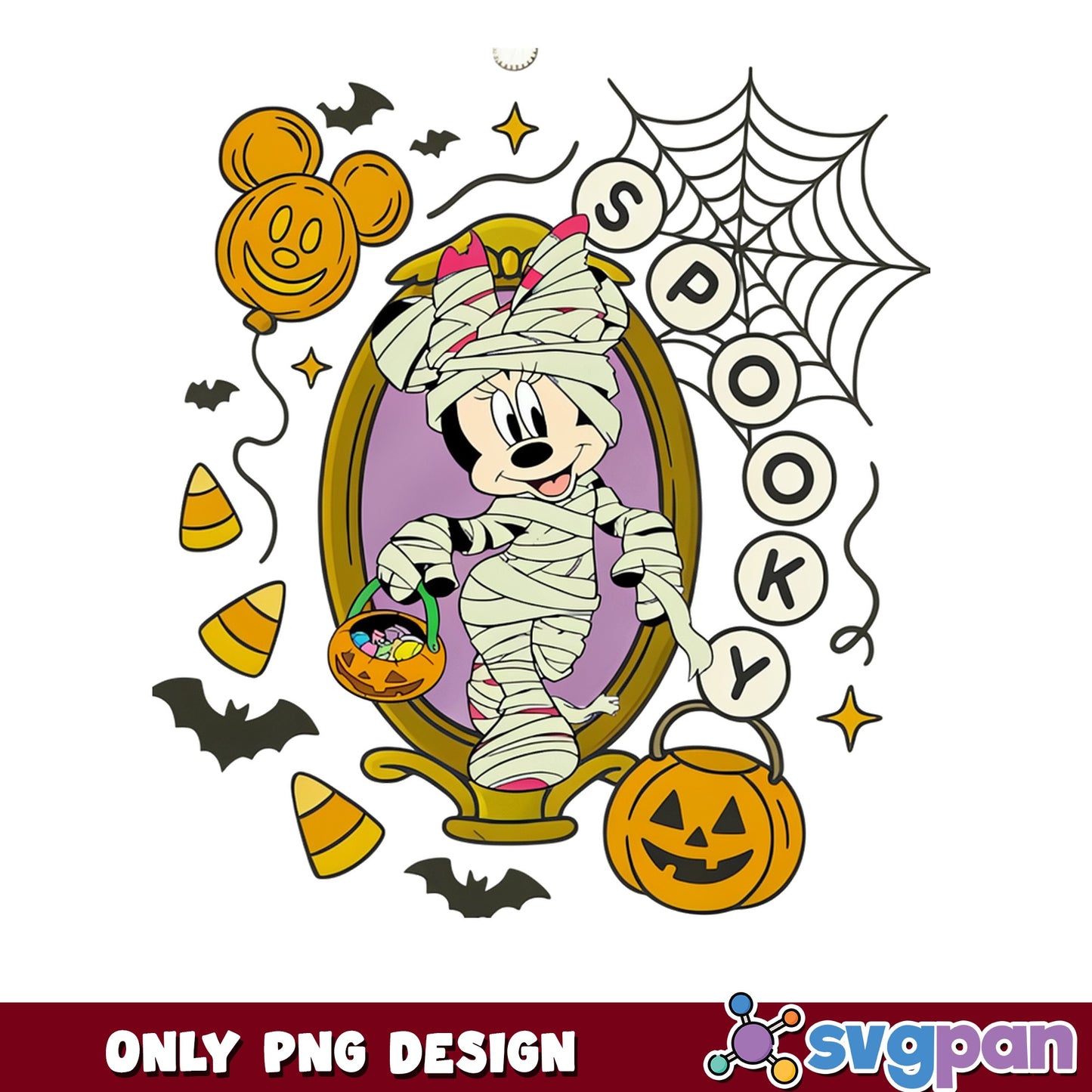 Minnie Mouse Mummy Halloween PNG, Spooky Disney PNG, Halloween PNG
