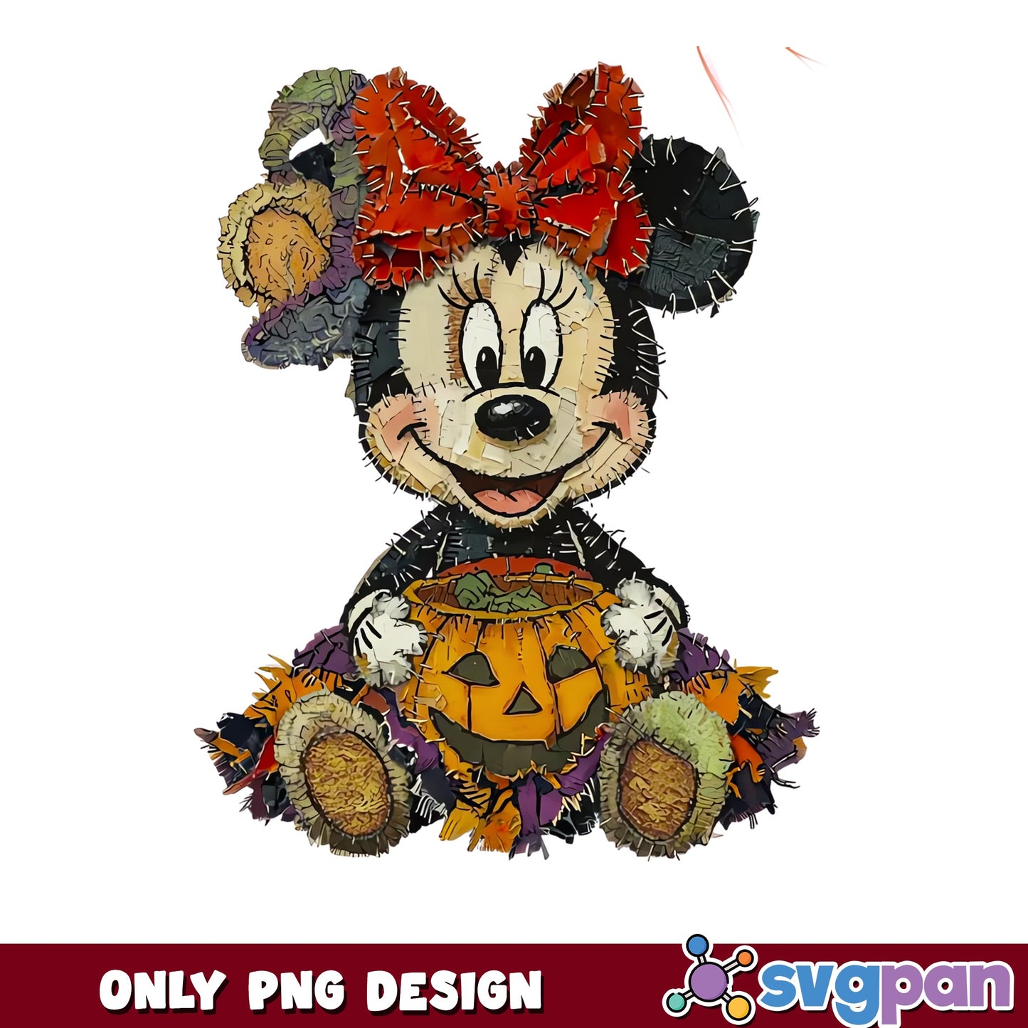 Minnie Mouse Paper Art Halloween Pumpkin Witch PNG, Disney, PNG
