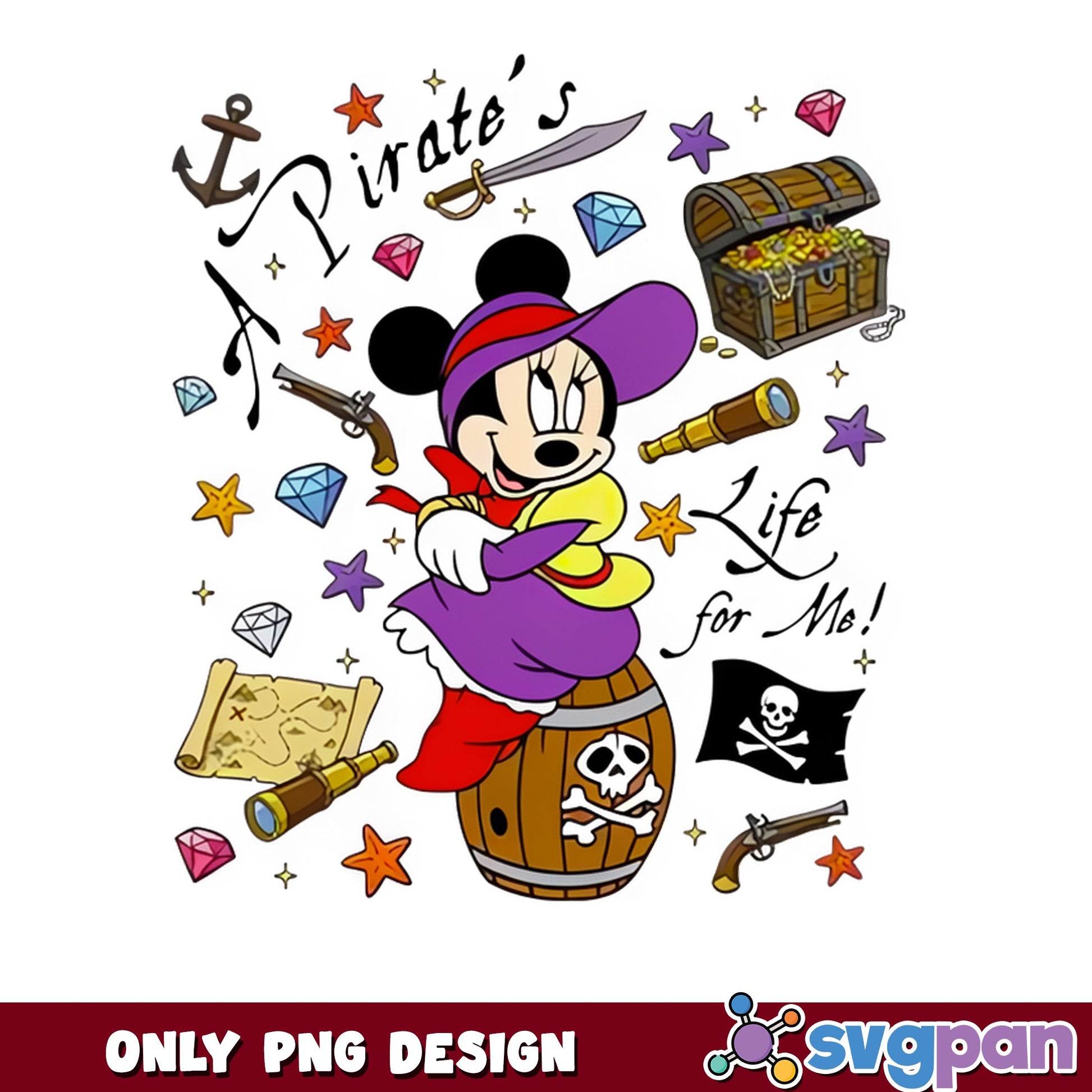 Minnie Mouse Pirate PNG, Disney Pirate Life PNG, Mickey PNG