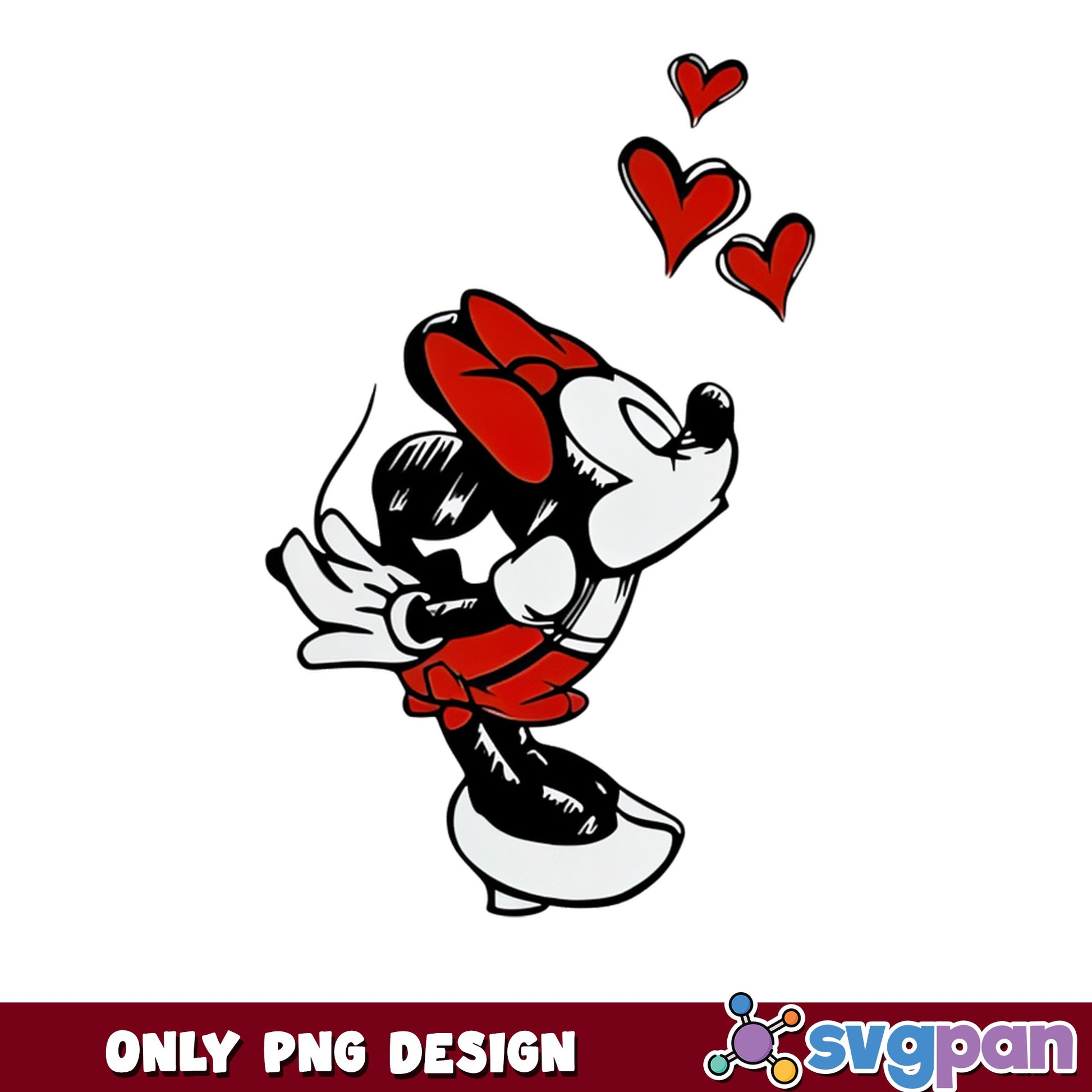 Minnie Mouse Valentine PNG, Disney Valentine PNG, Love Hearts PNG