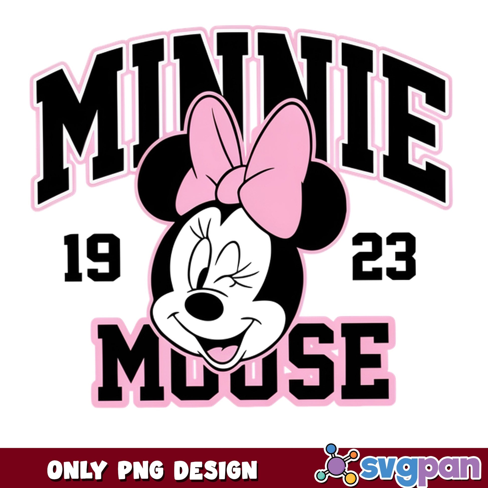 Minnie Mouse Varsity 1923 PNG, Disney Retro PNG, Mickey PNG