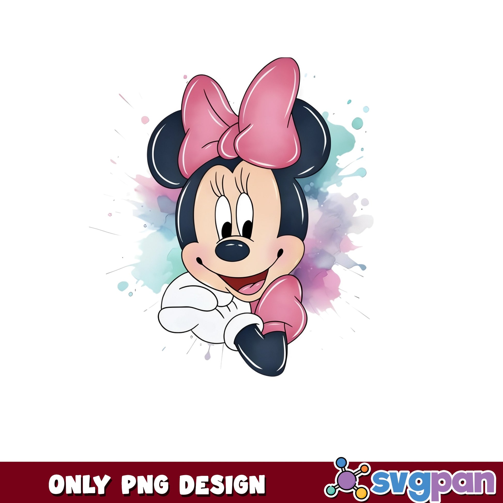 Minnie Mouse Watercolor PNG, Disney Minnie PNG, Cute Mouse PNG