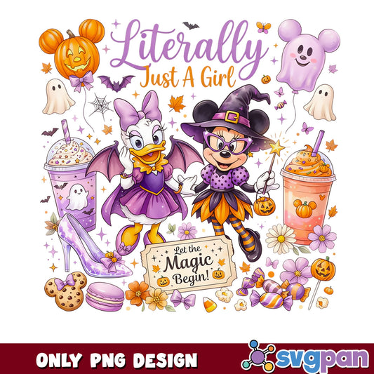 Minnie Witch Daisy Duck Halloween PNG, Disney Halloween, Cute Disney Girls PNG