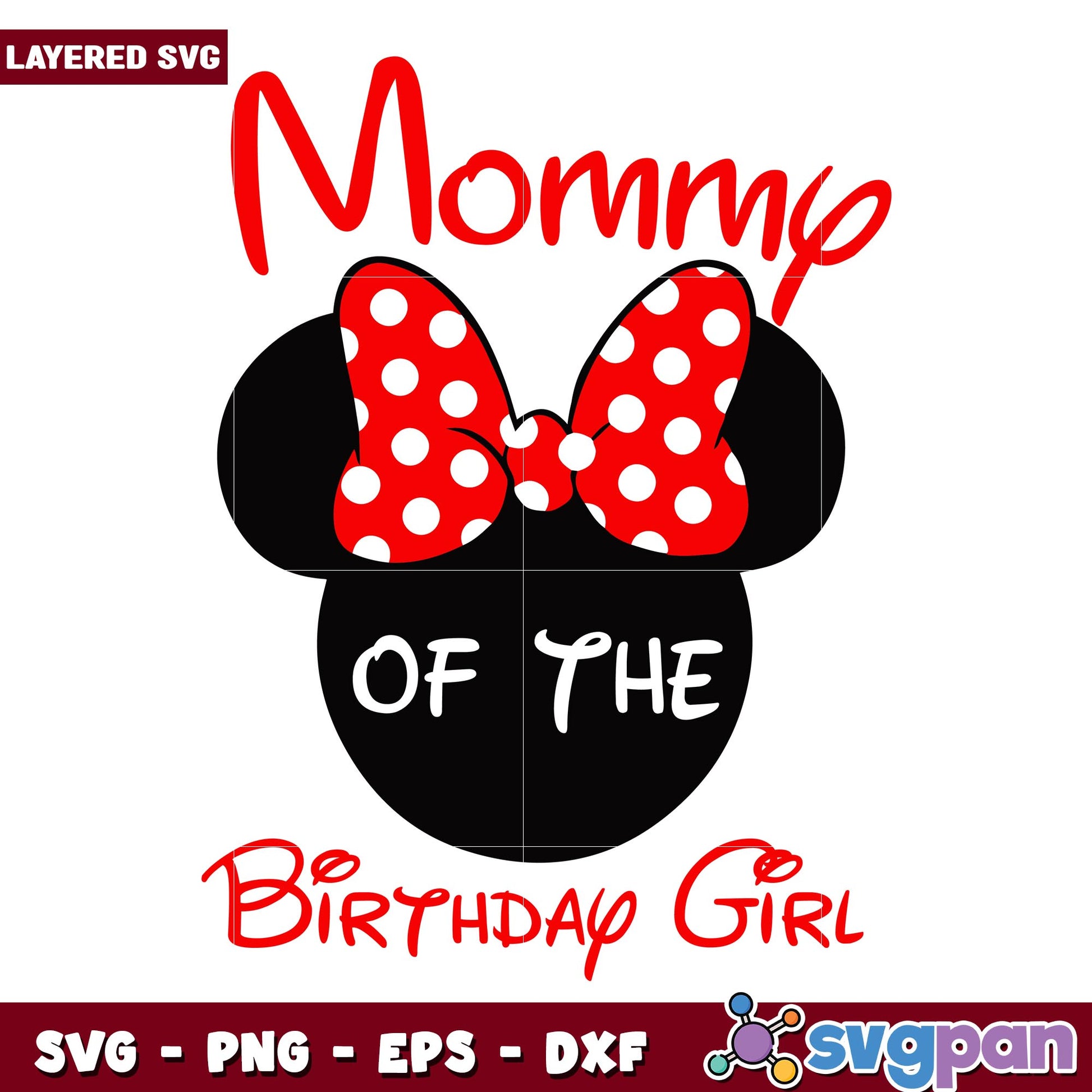 Minnie disney mommy of the birthday svg, Disney characters svg, Digital Download