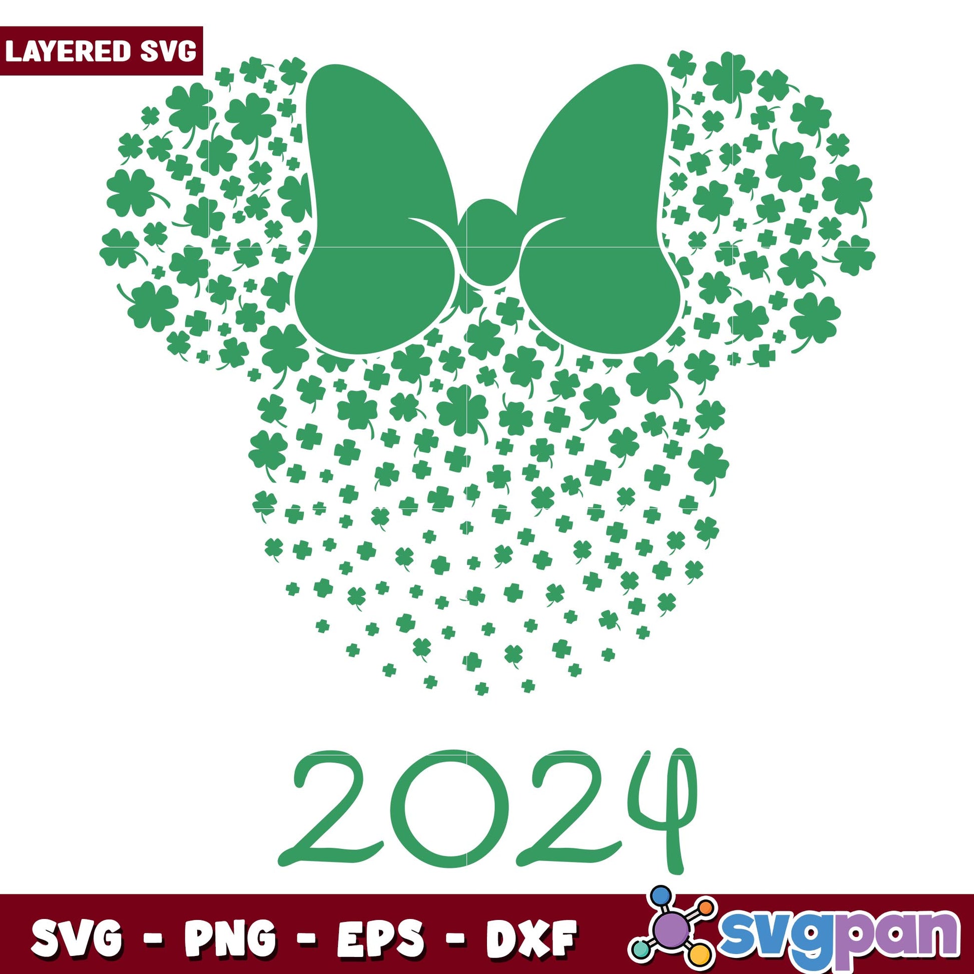 Minnie head Disney St Patricks Day svg, Disney characters svg, Digital Download