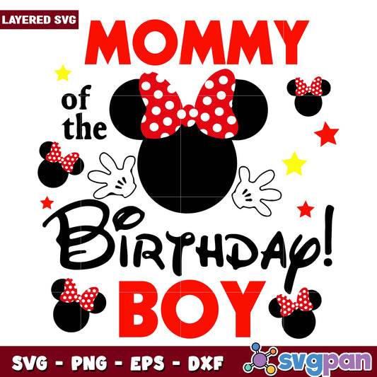Minnie head red mommy of the birthday boy svg, Disney characters svg, Digital Download